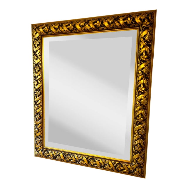 Vintage Circa 1980s Large the Bombay Company Ornate Gold Beveled Hanging Wall Mirror For Sale