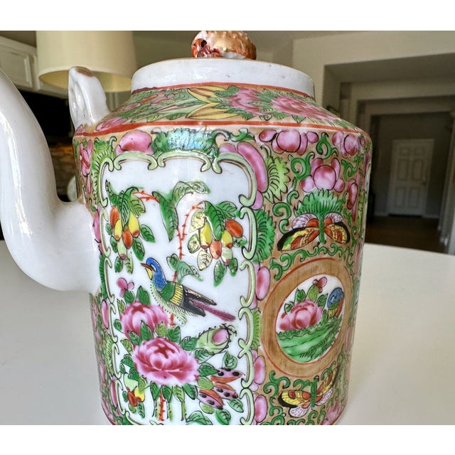 Chinese Famille Rose Porcelain Lidded Teapot- 19th Century For Sale - Image 10 of 18