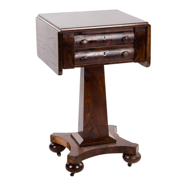 18th Century Empire Mahogany Drop Leaf Occasional Side Table