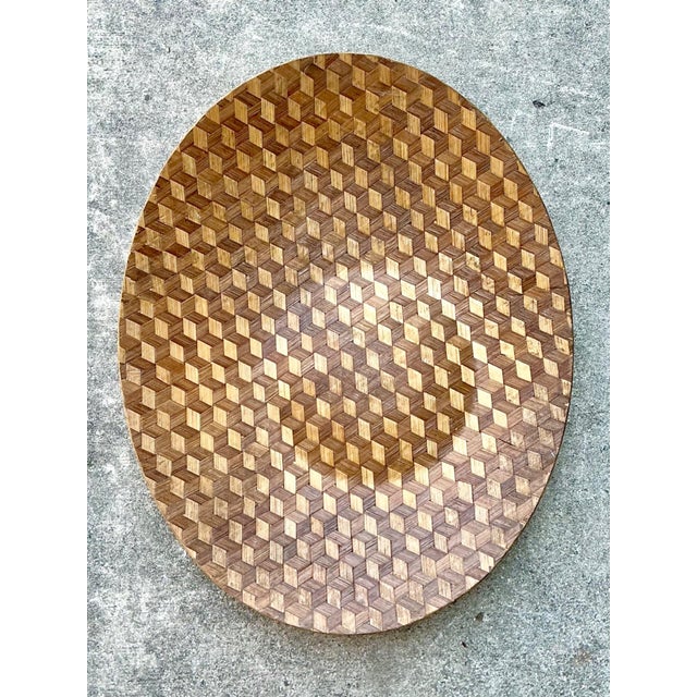 Vintage Geometric Wood Inlay Tray For Sale In West Palm - Image 6 of 16