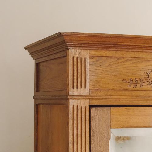 Antique Louis XVI Style Oak Mirrored Cabinet, 1900s For Sale - Image 5 of 13