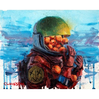 An Apple a Day Keeps the Doctor Away by Andreas Claussen | Oil on Panel Astronaut eating oranges For Sale