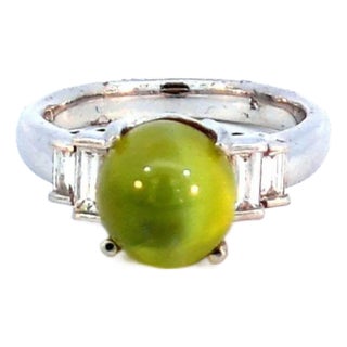 5.42 Carat Cats Eye Diamond Platinum Ring, Size 5 For Sale