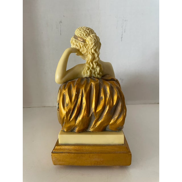 1930s Art Nouveau "Taranis" Nude Sculpture Resin Mantle Clock Marked For Sale - Image 4 of 10