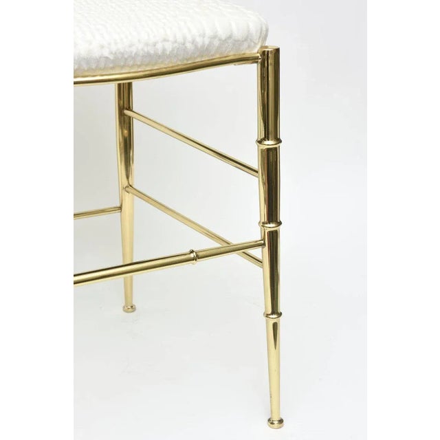 Chiavari Vintage Italian Chiavari Faux Bamboo Brass and Upholstered Side Chair Restored MCM For Sale - Image 4 of 10