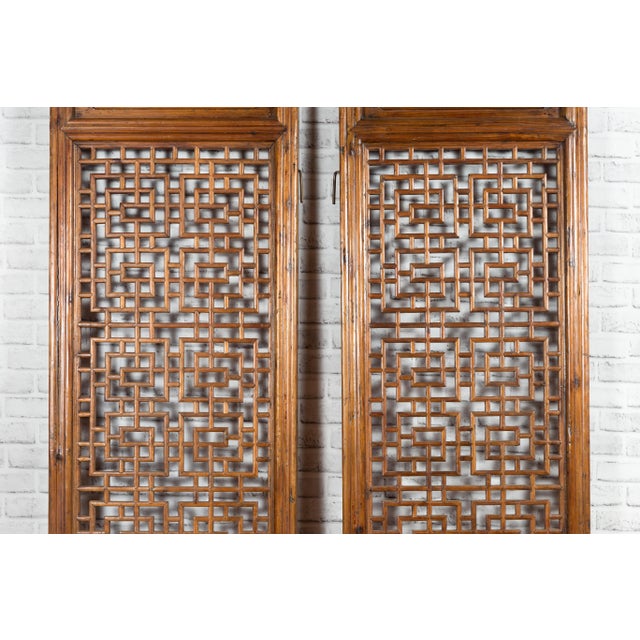 Chinese 19th Century Screens with Fretwork and Low-Relief Carved Panels - A Pair For Sale - Image 12 of 12