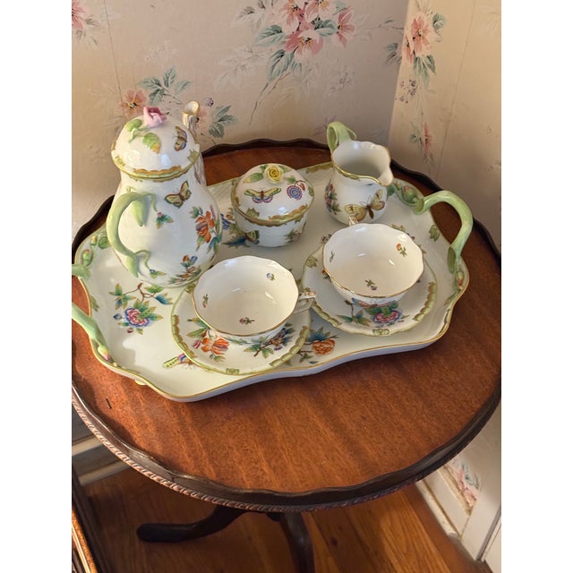 Herend Queen Victoria Rectangular Tray With Brach Handles For Sale - Image 10 of 12