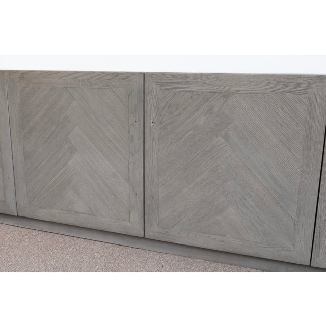 2000 - 2009 Restoration Hardware Grey Herringbone 4-Door Media Console For Sale - Image 5 of 8