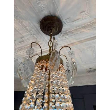 Mid 20th Century Vintage Chandelier- Extraordinary French Montgolfière Empire-Brass & Crystal Basket Chandelier For Sale - Image 5 of 5