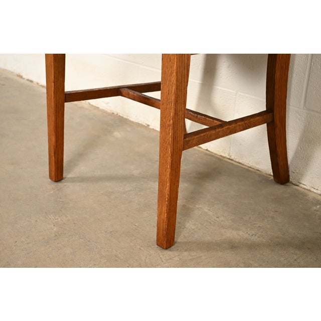 Limbert Style Antique Mission Oak Arts & Crafts Spindle Back Side Chairs or Dining Chairs, Pair For Sale - Image 11 of 14