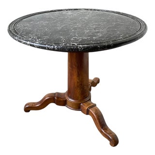 Empire Pedestal Table in Walnut and Marble For Sale