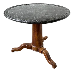 Empire Pedestal Table in Walnut and Marble