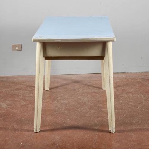 Wood Mid-Century Kitchen Table with Light Blue Top, Italy, 1950s For Sale - Image 7 of 9