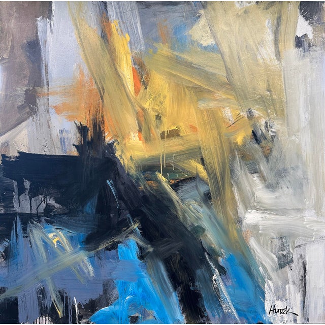 Acrylic Painting on Canvas, Abstract Expressionist Style Work, "Urban Vacation" by Jim Hudek For Sale