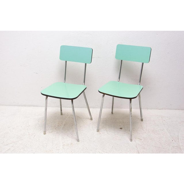 Metal Set of Czechoslovak Cafe Chairs in Formica, 1960s For Sale - Image 7 of 18