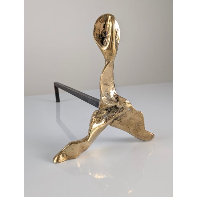 Brutalist Sculptural Bronze Andirons, 1970s, Set of 2 For Sale - Image 12 of 15
