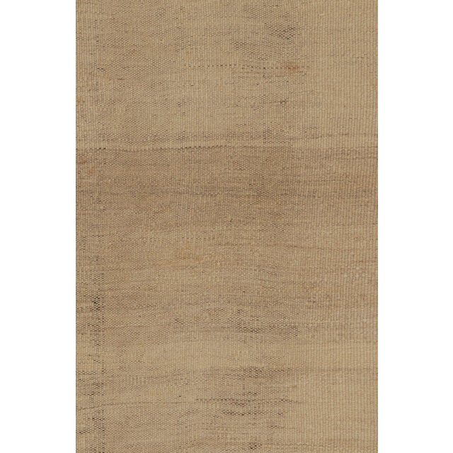 Rug & Kilim’s Contemporary Rez Kilim in Brown Textural Stripes For Sale In New York - Image 6 of 9
