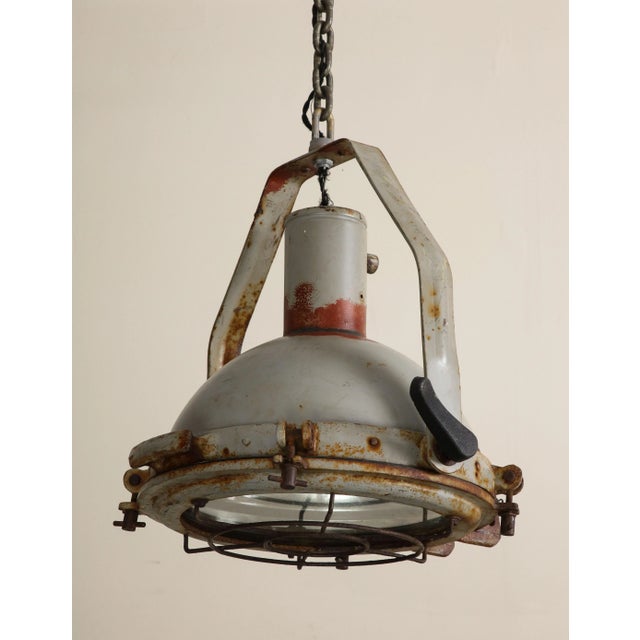 Metal Vintage Industrial Pendant Light, C. 1950 For Sale - Image 7 of 13