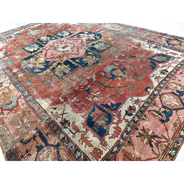 Antique Persian Serapi Rug. 13'6"x 9'6" For Sale - Image 15 of 18
