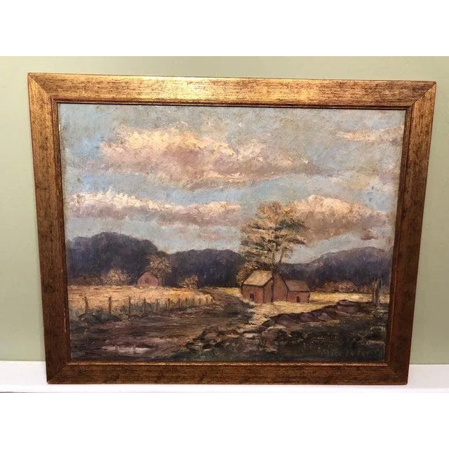 1930s Signed Alice LeFevre Oil on Board of Pastoral New England For Sale - Image 9 of 13