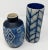 Boho, Coastal, and Chinoiserie Style Blue and White Chevron Hand Painted and Handmade Floral Ceramic Vase For Sale - Image 11 of 12