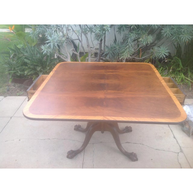 Antique Ball and Claw Empire Crotch Mahogany Drop Leaf Table For Sale In San Diego - Image 6 of 6