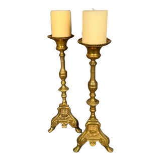 Pair of 19th Century French Gothic Style Bronze Candelabra With Cherub Motifs, Circa 1890 For Sale