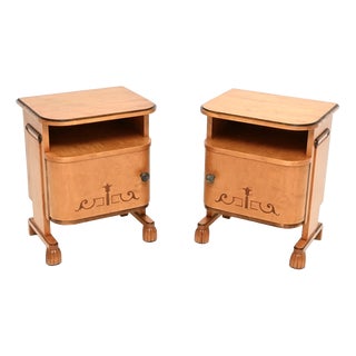 Swedish Art Deco Bedside Cabinets in Satin Birch, 1930, Set of 2 For Sale