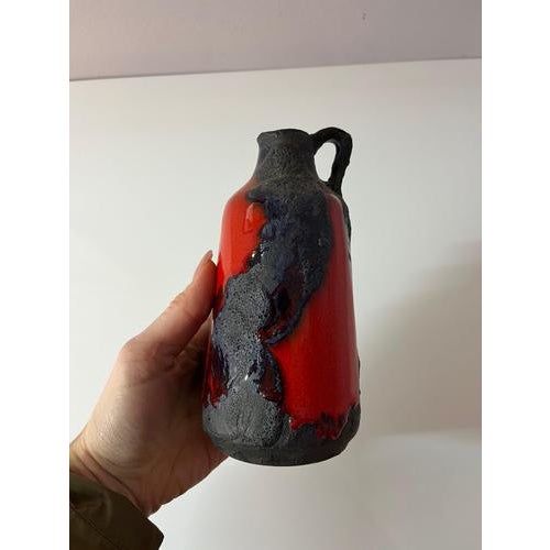 Red and Brown Fat Lava Vase from Marei Keramik For Sale - Image 3 of 11