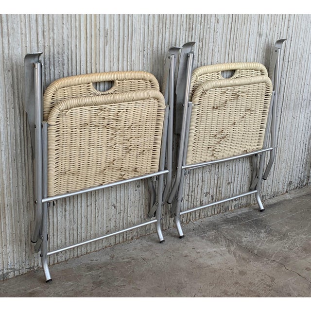 Mid-Century Modern Pair of Coated Cane and Aluminium Folding Armchairs For Sale - Image 18 of 18
