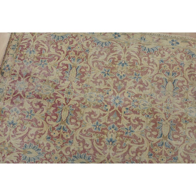 Kerman Rug 5’6” X 8’6” Red Wool Vintage Distressed Hand-Knotted Carpet For Sale In Philadelphia - Image 6 of 14