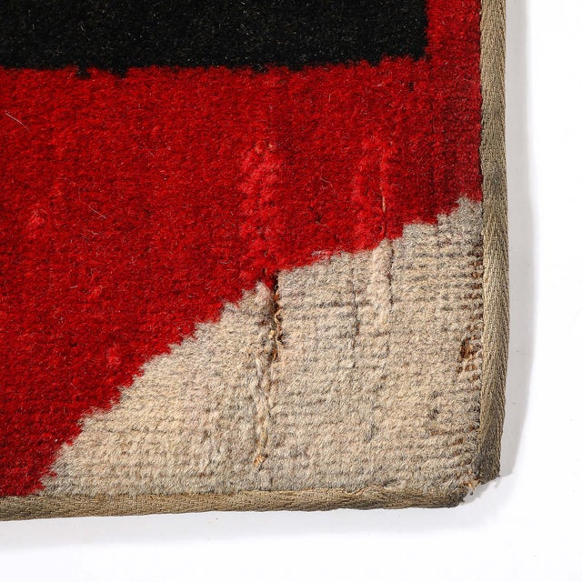 Documented Art Deco Machine Age Black, White, & Red Cubist Tapestry For Sale - Image 12 of 14
