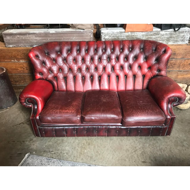 Red Leather Chesterfield Sofa Chairish