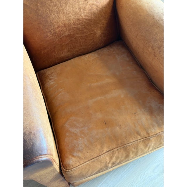 Vintage Pair of French Leather Moustache Chairs For Sale - Image 16 of 18