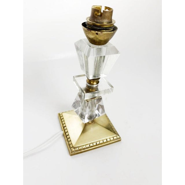 Brass and Acrylic Glass Table Lamp, France, 1940s For Sale - Image 10 of 12