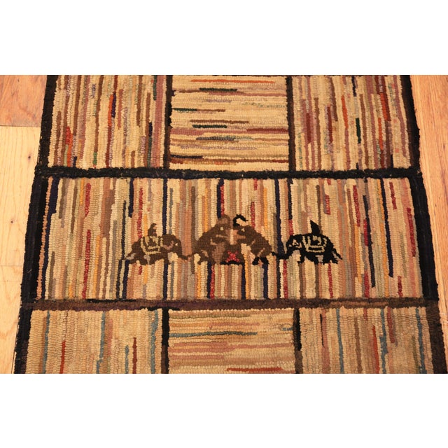 Tan Nazmiyal Collection Antique American Hooked Runner Rug For Sale - Image 8 of 10
