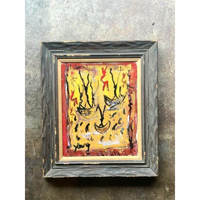 Figurative Vintage Boho Purvis Young Abstract Figurative Oil on Canvas For Sale - Image 3 of 6