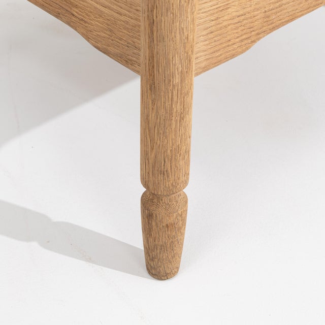 Wood Oak Stool With Upholstered Seat, France, Circa 1970 For Sale - Image 7 of 8