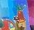 Colorful Modernist Still Life with Jug and Plant by Ellis Hopkins (American, b. 1952). This bold still life depicts pieces...