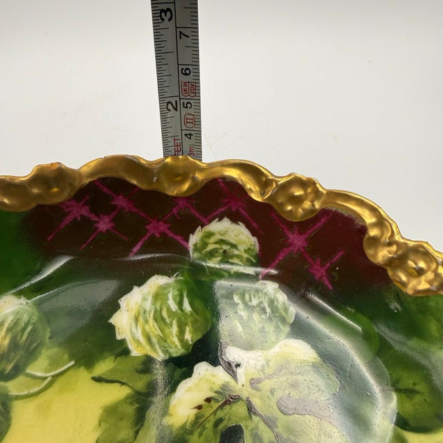 Ceramic Antique Limoges France Hand Painted Scalloped Porcelain Dish Signed Rancon 7" Gold Gilt For Sale - Image 7 of 8