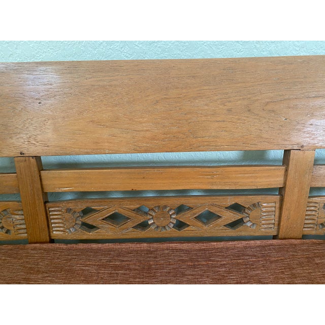 1980s Vintage Hand-Carved Indonesian Solid Teak Daybed / Lounge Bench – Imported From Bali For Sale - Image 5 of 7