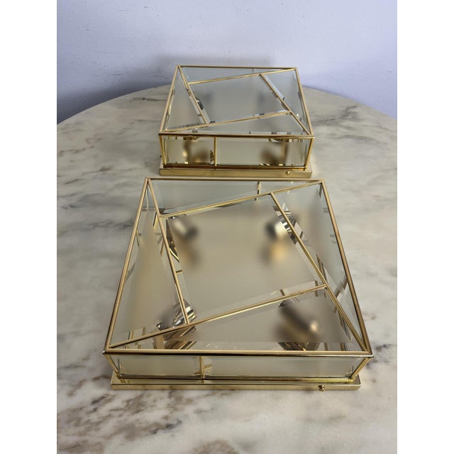 Large Vintage Square Four-Light Ceiling Lights, 1980s, Set of 2 For Sale - Image 3 of 15