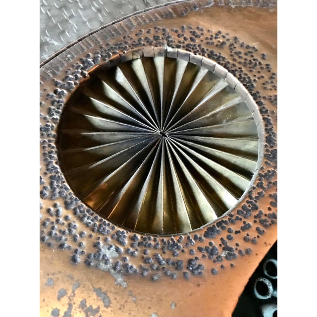 1970s Brutalist Brass Copper Relief Wall Hanging /Mid Century Gold Tone Metal Wall Art For Sale In Cleveland - Image 6 of 8