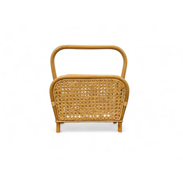 Beige Vintage Bamboo Magazine Rack, 1970s For Sale - Image 8 of 8