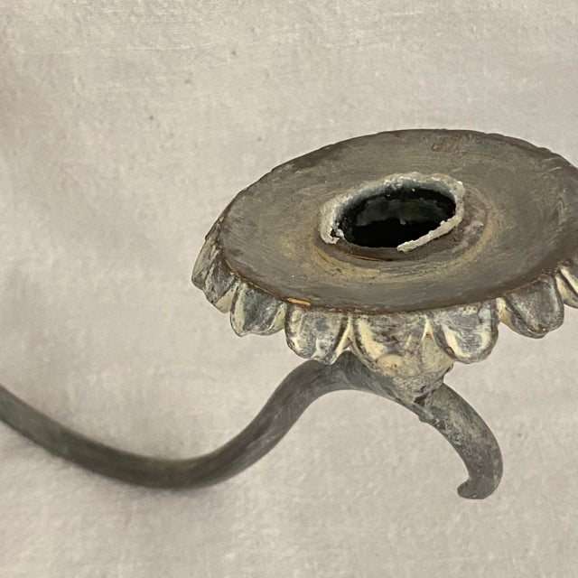 Flower Basket Candle Sconces Metal and Plaster Composite - A Pair For Sale - Image 9 of 10