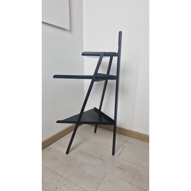 1980s Design Corner Unit, Trio Model, Black Lacquered Wood, by Achille Castiglioni for Interflex For Sale - Image 9 of 11