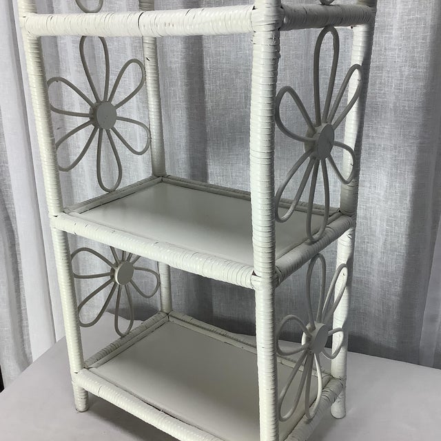 Vintage Boho Chic Wicker Shelf With Daisy Design Chairish