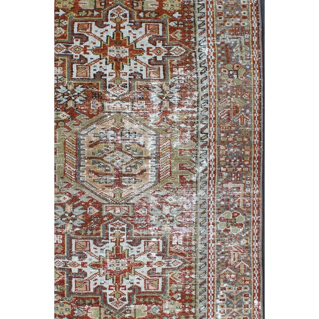 Antique Persian Karajeh Rug With Geometric Medallions and Rust Red Field 2′11″ × 4′5″ For Sale - Image 4 of 11