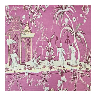 Quadrille Lyford Print Linen Designer Fabric by the Yard For Sale