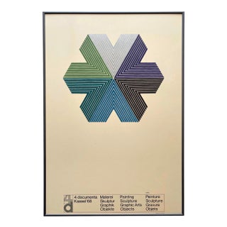 Frank Stella Vintage 1968 Mid Century Modernist Lithograph Print Framed Exhibition Poster " Star of Persia II " 1967 For Sale